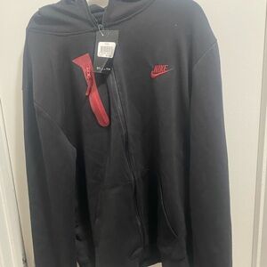Unisex Nike Black Hoodie with pants Red Logo